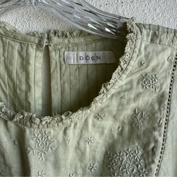 Doen Green Linen Amber Long Sleeve Short Dress - Picture 5 of 9